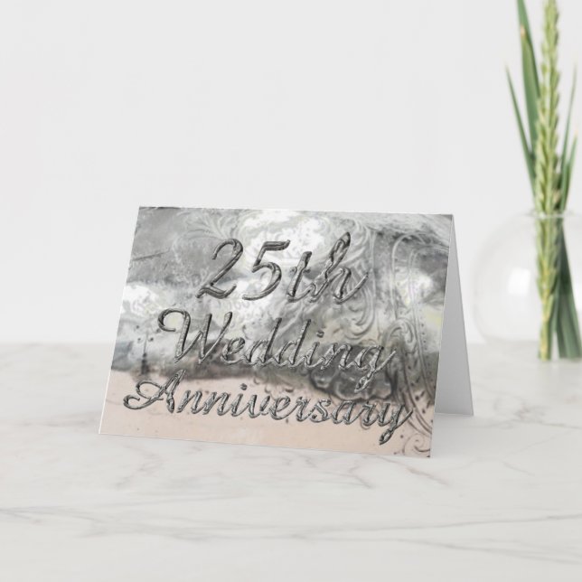 Tarjeta Aniversario de Bodas de Plata tipografía elegante  (Anverso)
