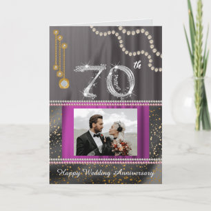 Tarjeta Aniversario de Bodas de Platino 70 y Foto