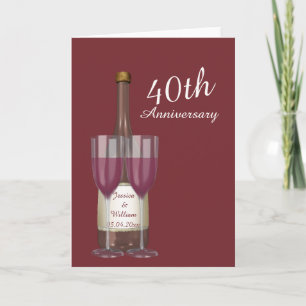 Tarjeta Aniversario de bodas de Rubí personalizado 40 años