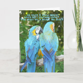 Tarjeta Aniversario de bodas divertido!-Humor de loro azul