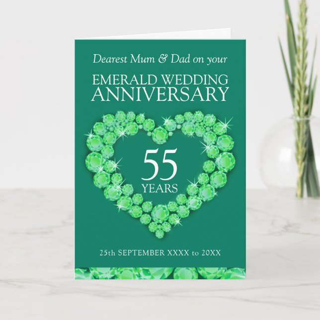 Tarjeta Aniversario de bodas esmeralda padres dentro de la (Anverso)