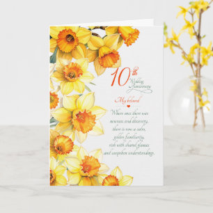 Tarjeta Aniversario de bodas número 10 Narcisos sentimenta