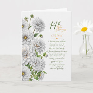 Tarjeta Aniversario de bodas número 14 sentimental Dalias 