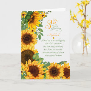 Tarjeta Aniversario de bodas número 3 con girasoles sentim