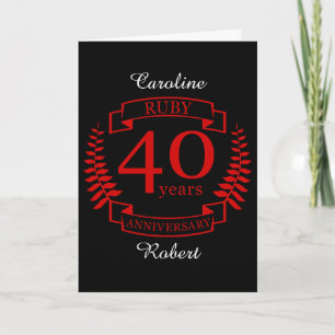 Tarjeta ANIVERSARIO DE BODAS número 40 RUBÍ