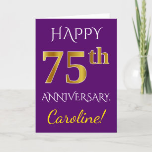 Tarjeta Aniversario de Bodas número 75 con Nombre + Purpur