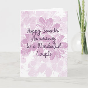 Tarjeta Aniversario de bodas número 7 flores de lavanda