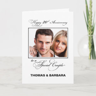 Tarjeta Aniversario de Bodas Número Veinte con Nombre y Fo