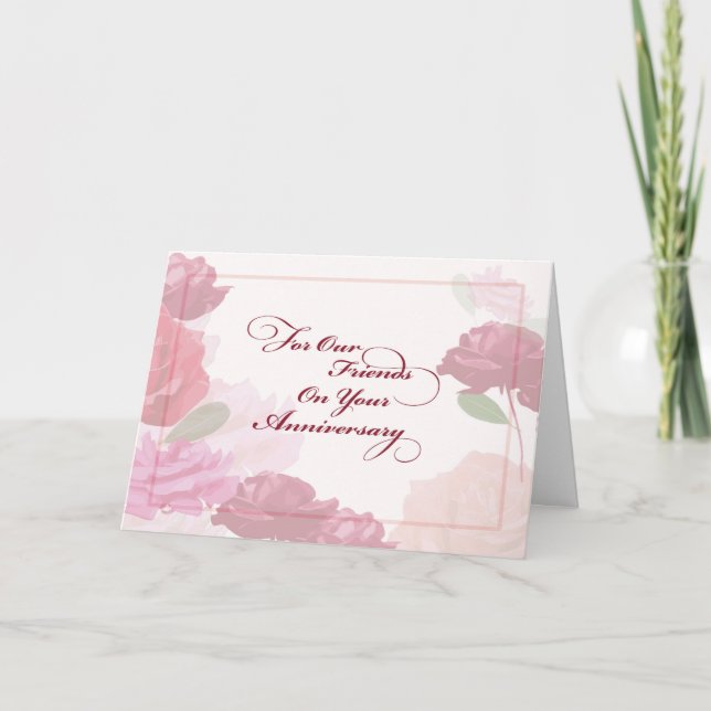 Tarjeta Aniversario de bodas para amigos Rosa (Anverso)