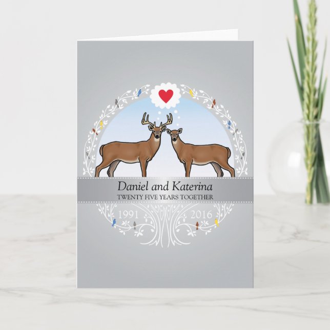 Tarjeta Aniversario de bodas personalizado 25, Buck & Doe (Anverso)