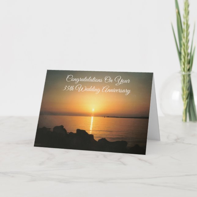 Tarjeta Aniversario de Bodas Personalizado Puesta de Sol 3 (Anverso)