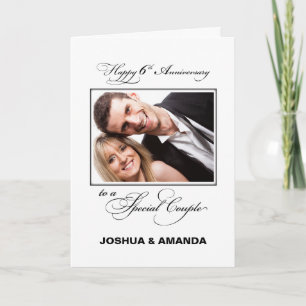 Tarjeta Aniversario de bodas sexto con nombre y foto perso