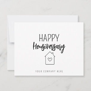 Tarjeta Aniversario de Casa Feliz con Corazón en Contorno