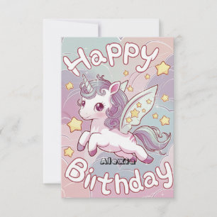 Tarjeta Aniversario de Elegantes Estrellas de Unicornio