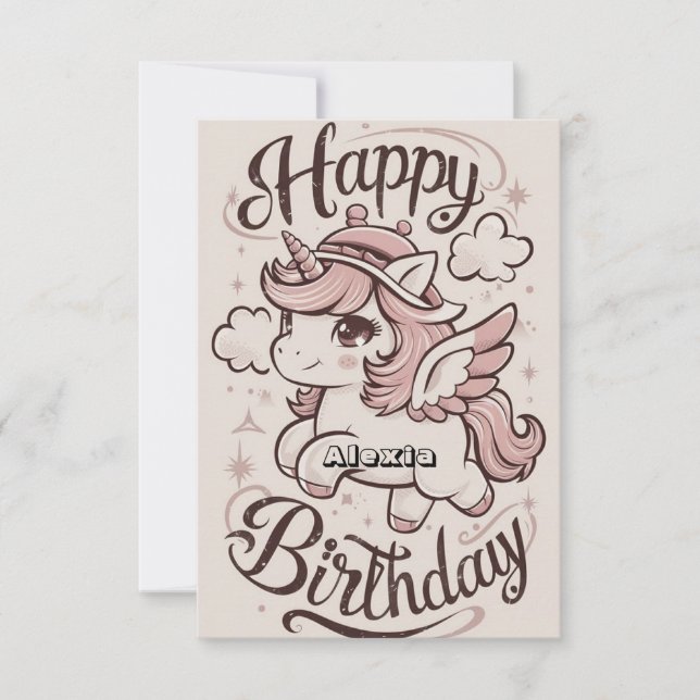 Tarjeta Aniversario de Elegantes Estrellas de Unicornio (Anverso)