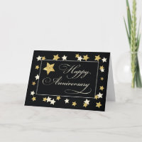 Aniversario de Empleado Efecto Estrellas Negro Oro