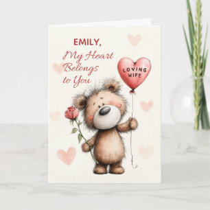 Tarjeta Aniversario de esposa Oso lindo Nombre personaliza