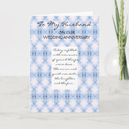 Tarjeta Aniversario de esposo personalizado abstracto azul
