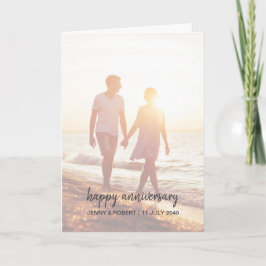 Tarjeta Aniversario de Foto con Letra Moderna y Elegante