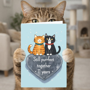 Tarjeta aniversario de gato 11º bodas