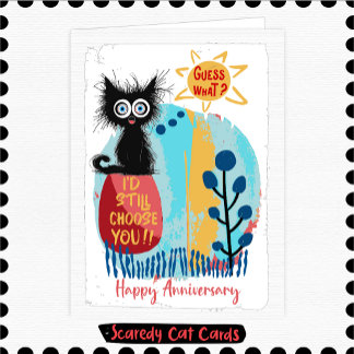 Tarjeta Aniversario de Gato Miedoso