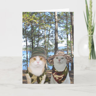 Tarjeta Aniversario de gatos/gatitos de caza graciosos de