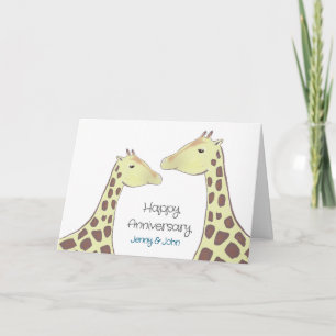 Tarjeta Aniversario de Giraffe Couple Boda