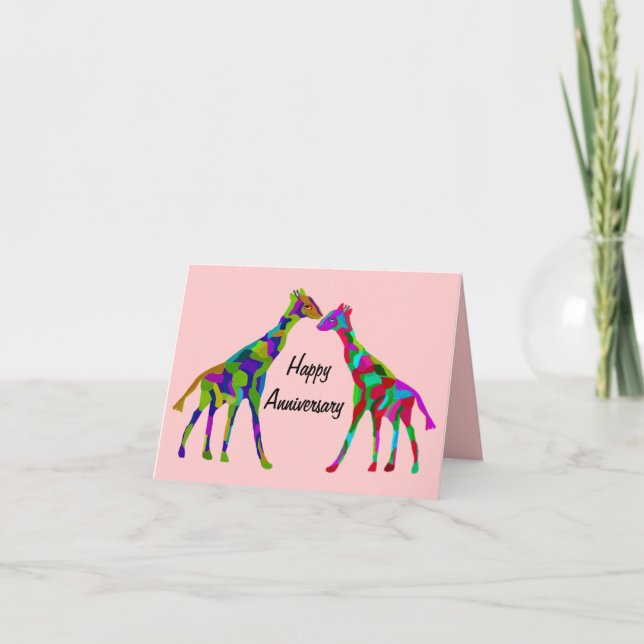 Tarjeta Aniversario de Giraffe Luv (Anverso)