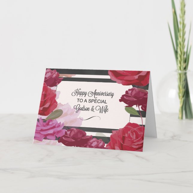 Tarjeta Aniversario de Godson y Esposa Boda (Anverso)