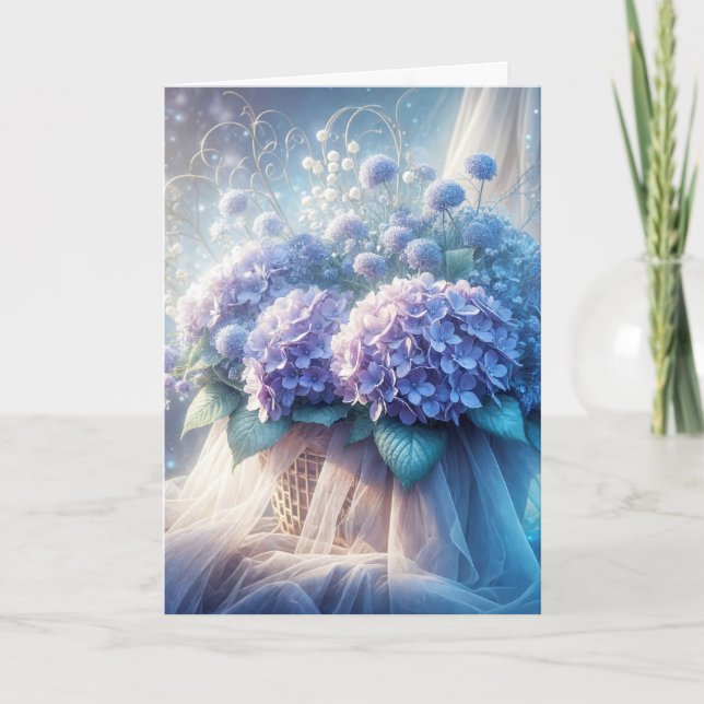 Tarjeta Aniversario de Hydrangea Basket Bouquet (Anverso)