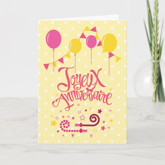 Tarjeta Aniversario de Joyeux | Cumpleaños feliz (Anverso)