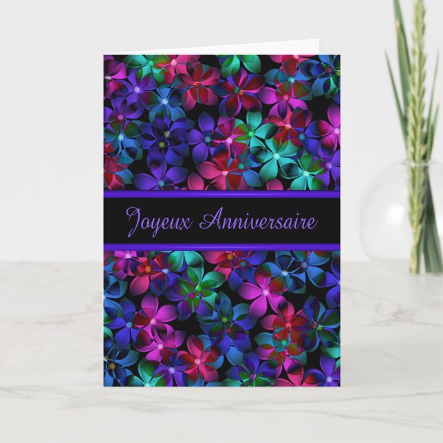 Tarjeta Aniversario de Joyeux Cumpleaños Francés por Valxa (Anverso)