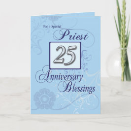 Tarjeta Aniversario de la 25ª Ordenación del sacerdote azu