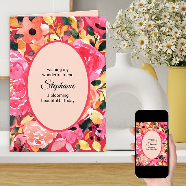 Tarjeta Aniversario de la acuarela floral personalizada y  (Subido por el creador)
