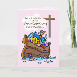 Tarjeta Aniversario de la arca de Noah del chica del