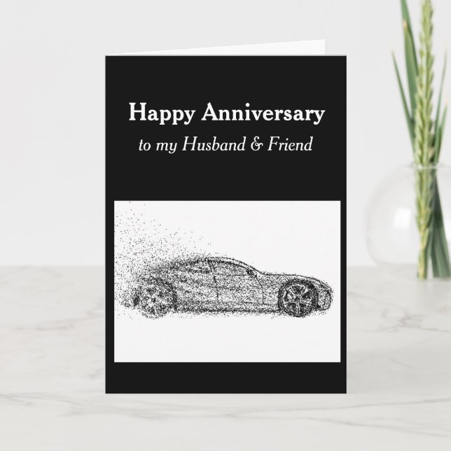 Tarjeta Aniversario de la boda amigo de los automóviles de (Anverso)