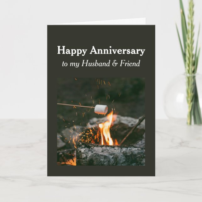 Tarjeta Aniversario de la boda de un amigo que acampó al a (Anverso)