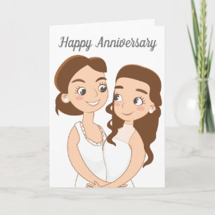 Tarjeta Aniversario de la Boda Lesbiana Mujeres enamoradas