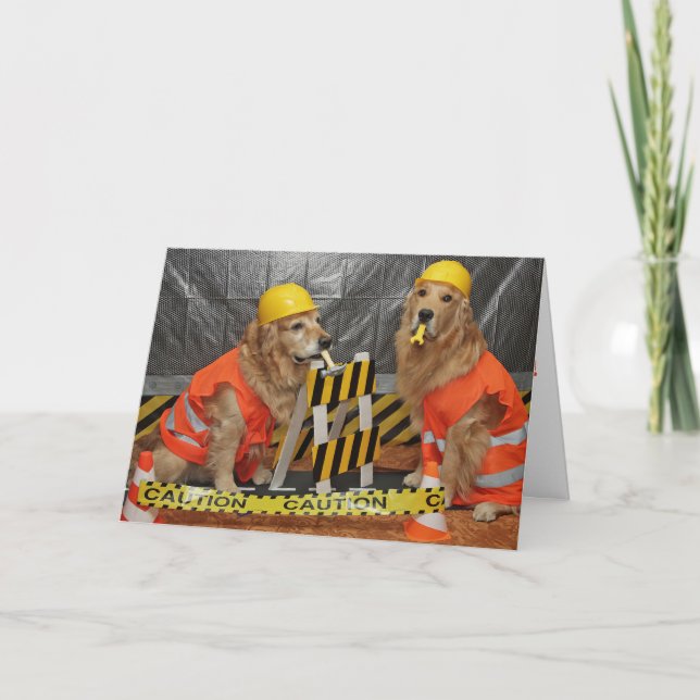 Tarjeta Aniversario de la Construcción de Golden Retriever (Anverso)