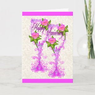 Tarjeta Aniversario de la copa de vino