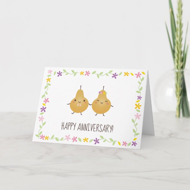 Tarjeta Aniversario de la corona floral de personalizado (Anverso)
