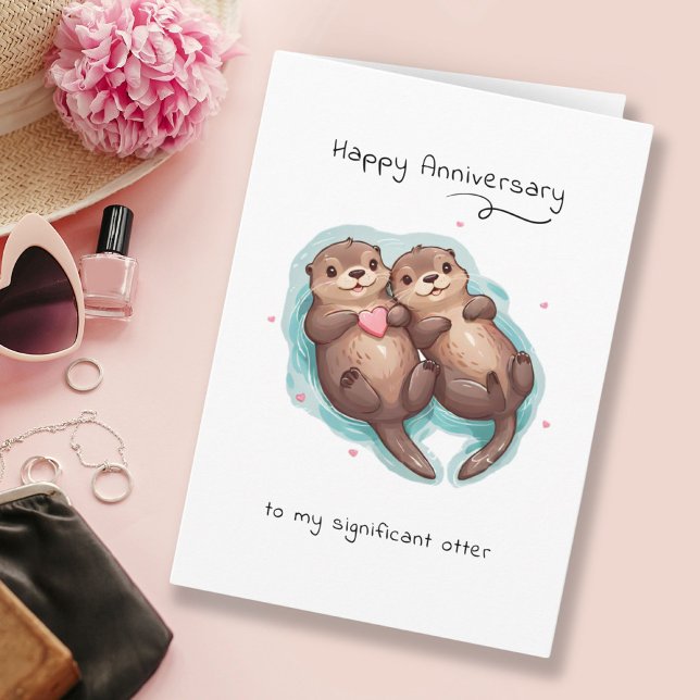 Tarjeta Aniversario de la escasez significativa de animale (Cute Significant Otter Animal Punny Anniversary Card)