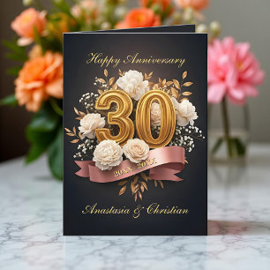 Tarjeta Aniversario de la Esmeralda de la Cinta Floral Gol