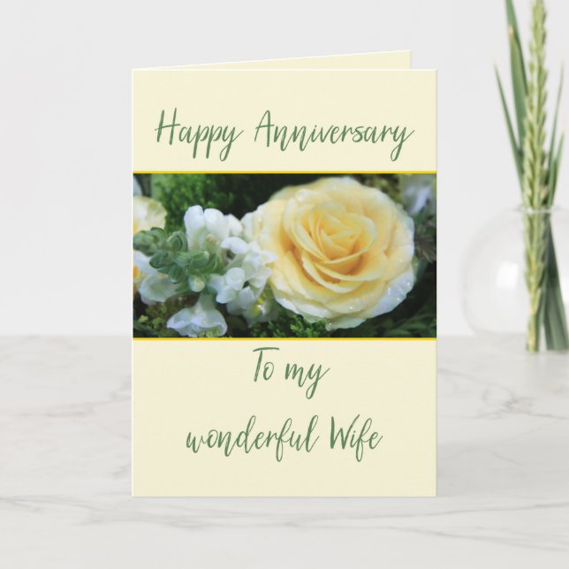 Tarjeta Aniversario de la esposa Boda Rosa Amarilla (Anverso)