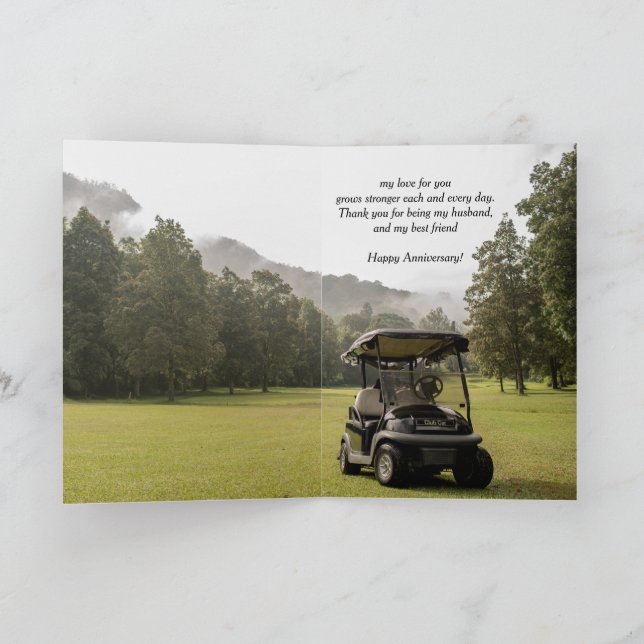 Tarjeta Aniversario de la esposa Friend Campo de golf Cart (Interior)