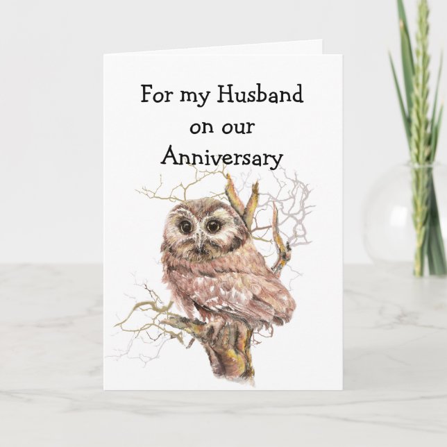 Tarjeta Aniversario de la Esposa Lechuza siempre te ama (Anverso)