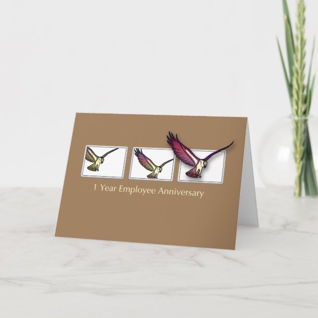 Tarjeta Aniversario de la felicitación de un año de emplea (Anverso)