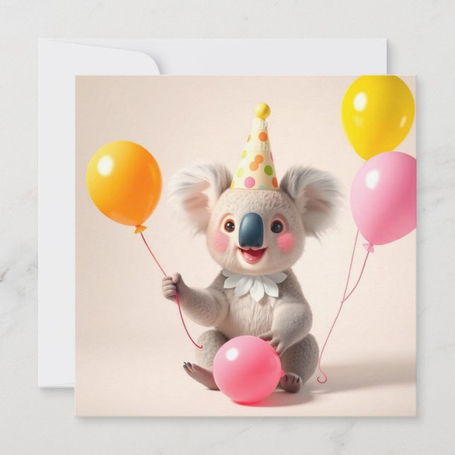 Tarjeta Aniversario de la fiesta de cumpleaños de un globo (Anverso)