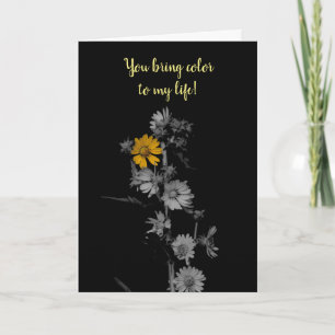 Tarjeta Aniversario de la flor blanca y negra de color par