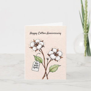 Tarjeta Aniversario de la flor de algodón de bonito